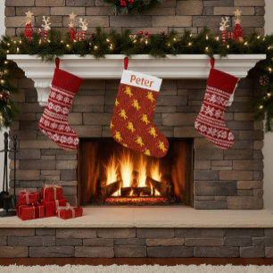 Gepersonaliseerde Rode Tartan Kerstkous Kleine Kerstsok