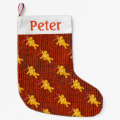 Gepersonaliseerde Rode Tartan Kerstkous Kleine Kerstsok (Voorkant)