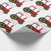 Gepersonaliseerde Rode Tractor Birthday Cadeaupapier (Hoek)