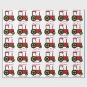 Gepersonaliseerde Rode Tractor Birthday Cadeaupapier (Vlak)