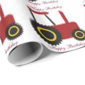 Gepersonaliseerde Rode Tractor Birthday Cadeaupapier (Rol Hoek)
