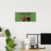 Gepersonaliseerde Rode Tractor Green Birthday Part Poster (Thuiskantoor)