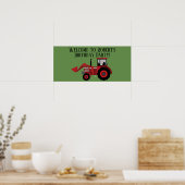 Gepersonaliseerde Rode Tractor Green Birthday Part Poster (Keuken)