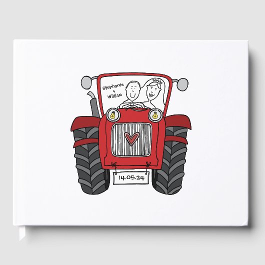 Gepersonaliseerde Rode Tractor Land Boerderij Brui Gastenboek (Voorkant)