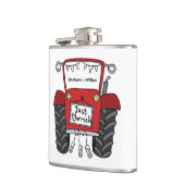 Gepersonaliseerde rode tractor land bruiloft cadea heupfles (Links)