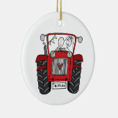 Gepersonaliseerde rode tractor land bruiloft cadea keramisch ornament (Rechts)