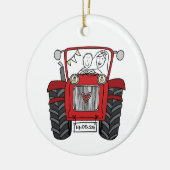 Gepersonaliseerde rode tractor land bruiloft cadea keramisch ornament (Links)