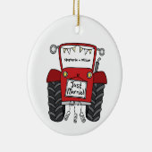 Gepersonaliseerde rode tractor land bruiloft cadea keramisch ornament (Rechts)