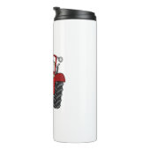 Gepersonaliseerde rode tractor land bruiloft cadea thermosbeker (Geroteerd rechts)