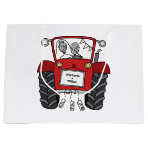Gepersonaliseerde rode tractor land bruiloft gesch groot cadeauzakje