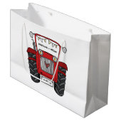 Gepersonaliseerde rode tractor land bruiloft gesch groot cadeauzakje (Voorkant Gekanteld)