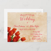 Gepersonaliseerde rode tulpen op kant achtergrond briefkaart (Voorkant / Achterkant)