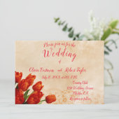 Gepersonaliseerde rode tulpen op kant achtergrond kaart (Staand voorkant)