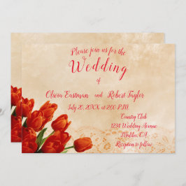 Gepersonaliseerde rode tulpen op kant achtergrond kaart