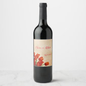 Gepersonaliseerde rode tulpen op kant achtergrond wijn etiket (Voorkant)