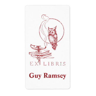 Gepersonaliseerde  Rode Uil Bookplate Etiket
