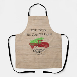 Gepersonaliseerde Rode Vrachtwagen Kerstboom Schort