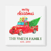 Gepersonaliseerde  Rode Vrachtwagen Kerstmis Magneet (Voorkant)