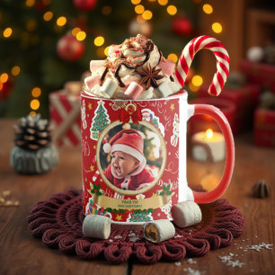 Gepersonaliseerde rode vrolijke kerst HO! HO! Mok