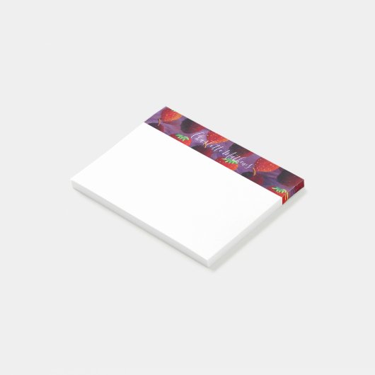 Gepersonaliseerde Rode Vruchten Aardbeien en Pruim Post-it® Notes (Schuin)