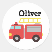Gepersonaliseerde Rode Vuurwagen Waterfles Sticker