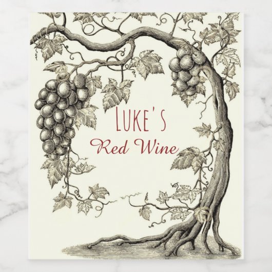 Gepersonaliseerde rode wijn etiket (Enkel label)