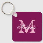 Gepersonaliseerde rode wijn kleur naam monogram sl sleutelhanger (Voorkant)