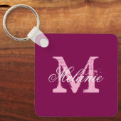 Gepersonaliseerde rode wijn kleur naam monogram sl sleutelhanger (Voorkant)