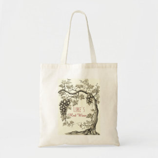Gepersonaliseerde rode wijndruivenboom tote bag