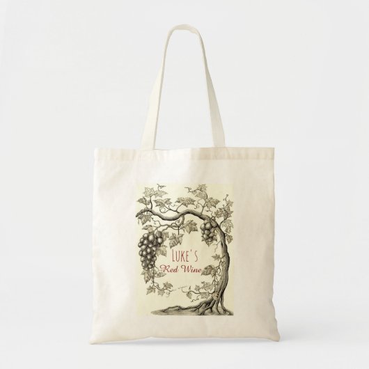 Gepersonaliseerde rode wijndruivenboom tote bag (Voorkant)