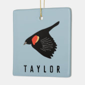 Gepersonaliseerde Rode-Winged Blackbird in vlucht Keramisch Ornament (Links)