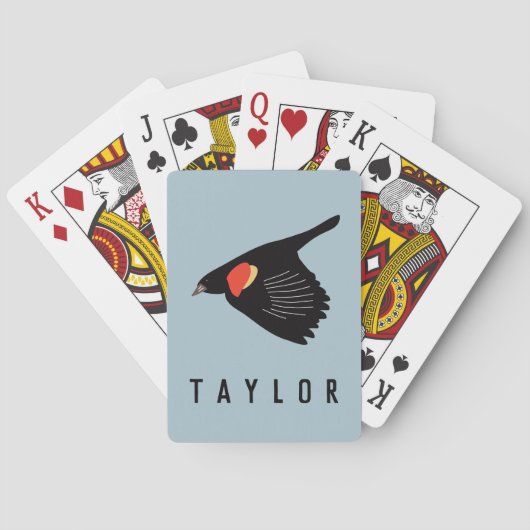 Gepersonaliseerde Rode-Winged Blackbird in vlucht Pokerkaarten (Achterkant)