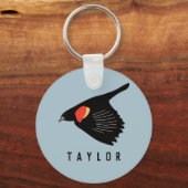 Gepersonaliseerde Rode-Winged Blackbird in vlucht Sleutelhanger (Voorkant)
