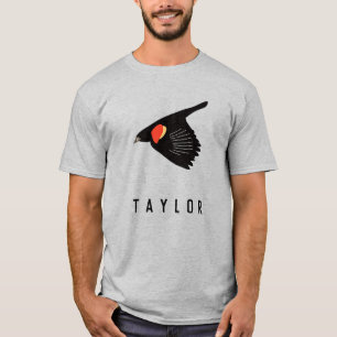 Gepersonaliseerde Rode-Winged Blackbird in vlucht T-shirt