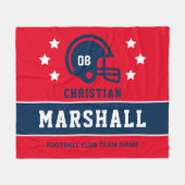 Gepersonaliseerde Rode Wit Blauw Football Speler N Fleece Deken (Voorkant (Horizontaal))