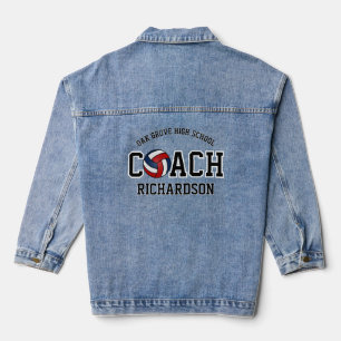 Gepersonaliseerde rode, witte & blauwe volleybal c denim jacket