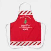 Gepersonaliseerde rode & witte Candy Cane Kerstmis Schort (Voorkant)