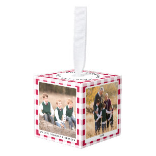Gepersonaliseerde rode witte geruite kerst foto decoratie