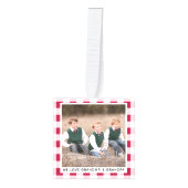 Gepersonaliseerde rode witte geruite kerst foto decoratie (Voorkant)