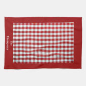 Gepersonaliseerde rode & witte Gingham Check Theedoek (Horizontaal)