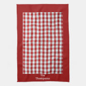 Gepersonaliseerde rode & witte Gingham Check Theedoek (Verticaal)