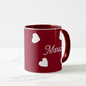 Gepersonaliseerde rode witte harten Mok (Voorkant rechts)