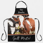 Gepersonaliseerde rode, witte Holstein Grill Maste Schort (Voorkant)