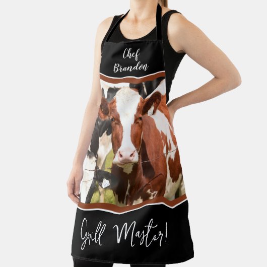 Gepersonaliseerde rode, witte Holstein Grill Maste Schort (Insitu)