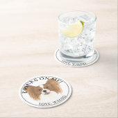 Gepersonaliseerde Rode & Witte Papillon Hond bruil Ronde Kartonnen Onderzetter (Insitu)