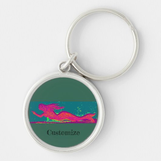 Gepersonaliseerde rode zeemeermin Thunder_Cove Sleutelhanger (Voorkant)