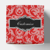 Gepersonaliseerde Rode Zwart & Wit Damask Hart Box Bedankdoosjes (Bovenkant)
