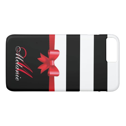 Gepersonaliseerde rode, zwarte gedurfde strepen ro Case-Mate iPhone case (Achterkant (Horizontaal))