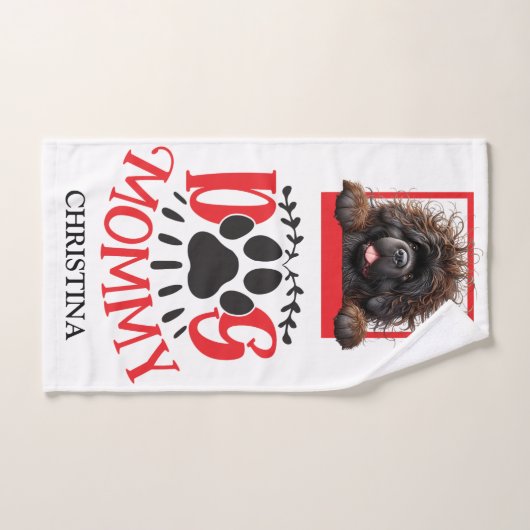 Gepersonaliseerde Rode & Zwarte Hond Mama Handdoek (Handdoek)