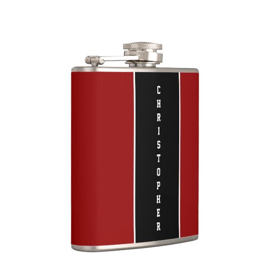 Gepersonaliseerde rode zwarte streep kolf heupfles (Rechts)